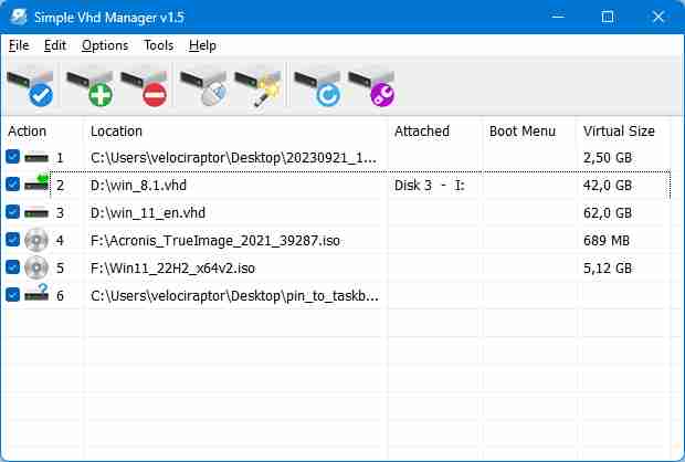 简易VHD管理器 v1.5_Windows 中挂载后物理硬盘