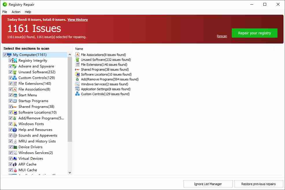 Windows系统注册表(Registry Repair )v6.0.1.18修复工具